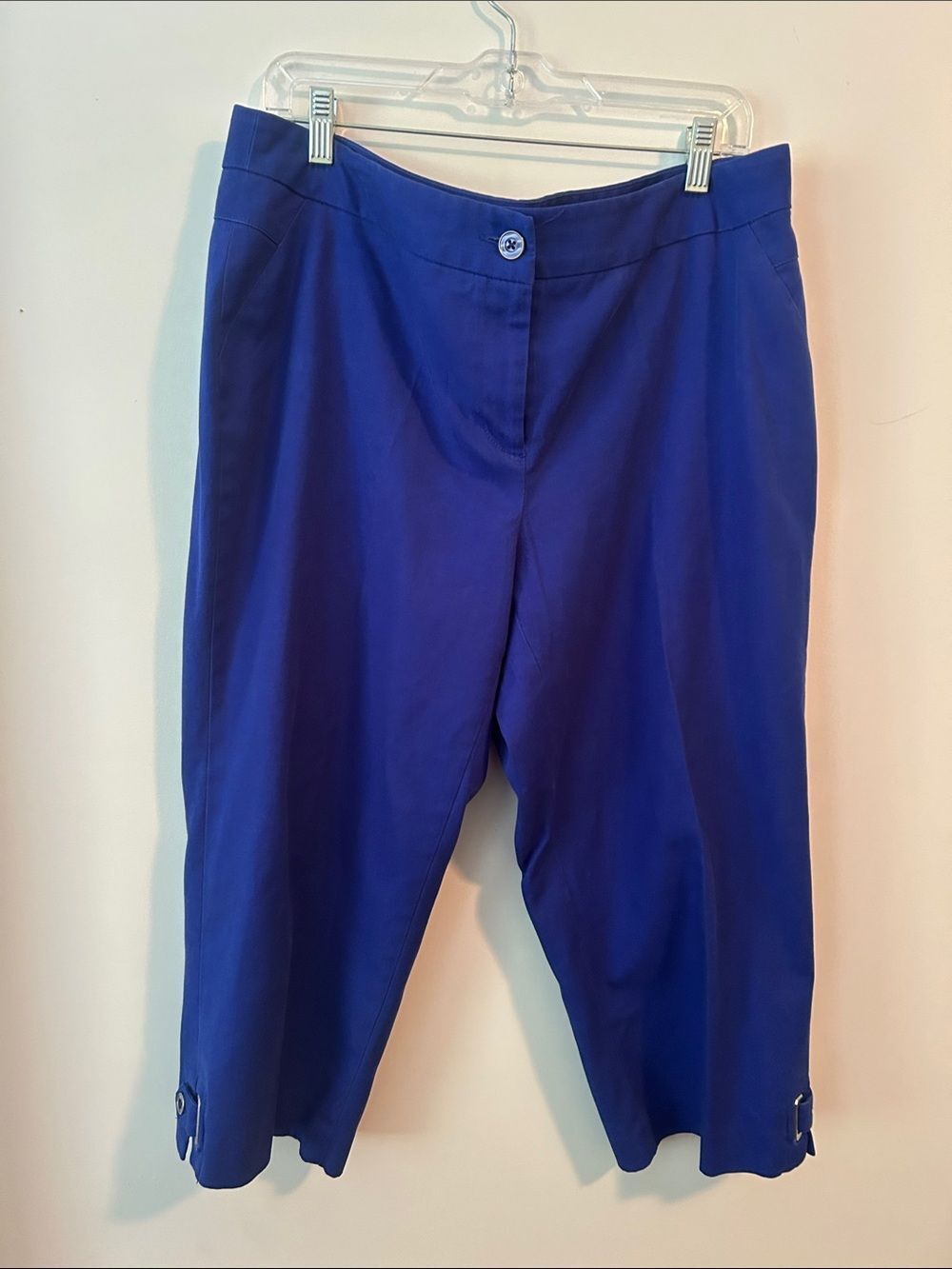 Rafaella Royal Blue Cropped Button-Front Pants